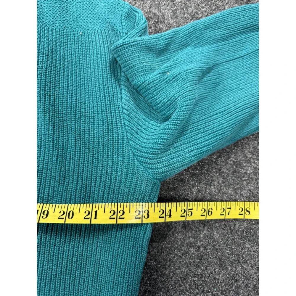 VTG 90s L.L. Bean Freeport Maine Cotton Knit Sweater Mens M Teal Made USA